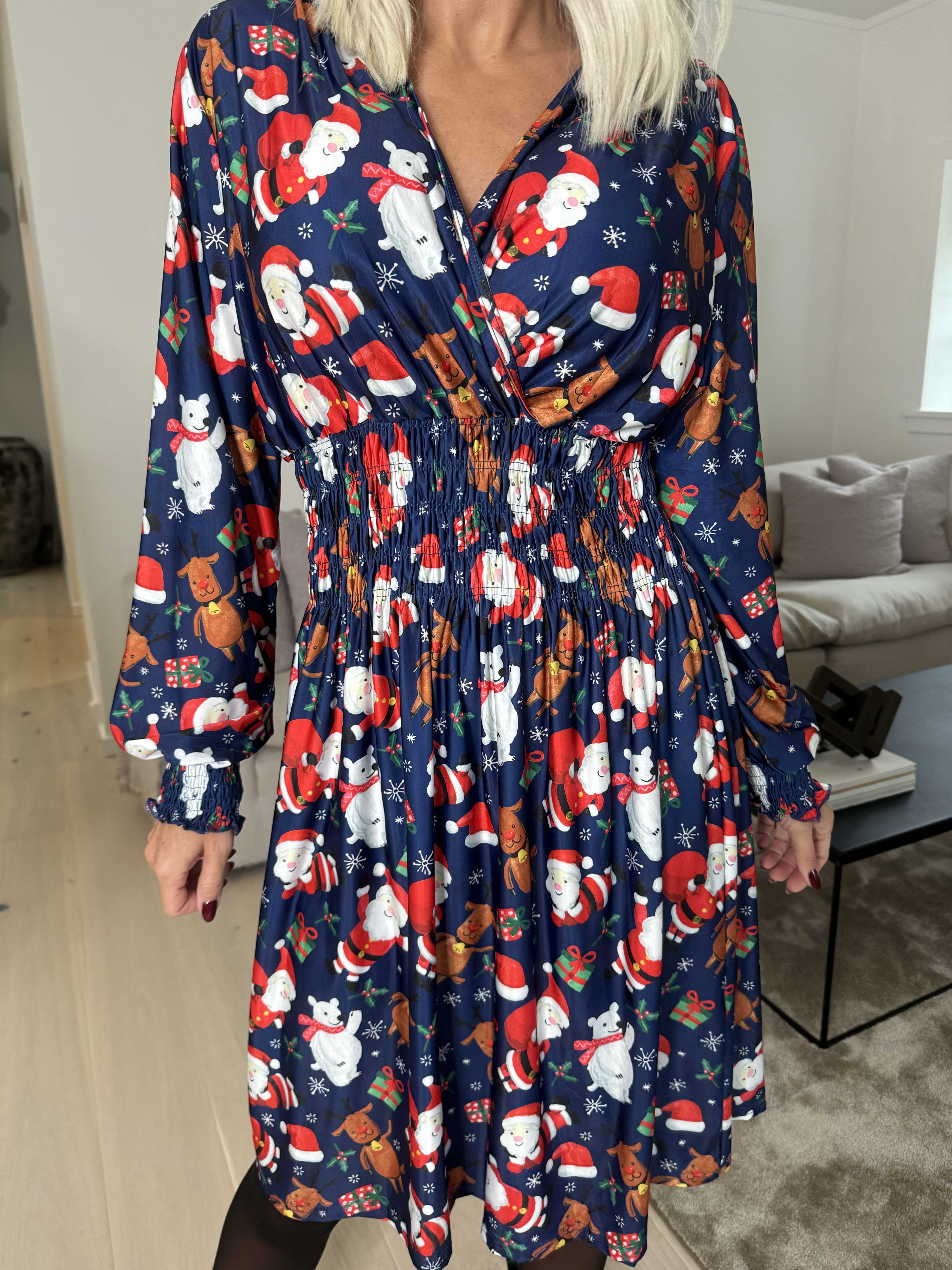 Pams Christmas Short L/S - Elastisk klänning med jultryck